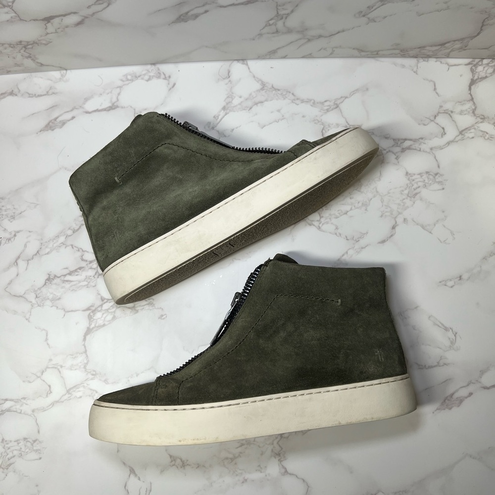 Frye Green Suede Zip Sneakers 7.5M